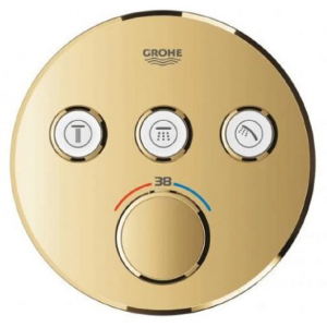 29121gn0t round concealed mixer grohtherm smartcontrol bruched gold grohe